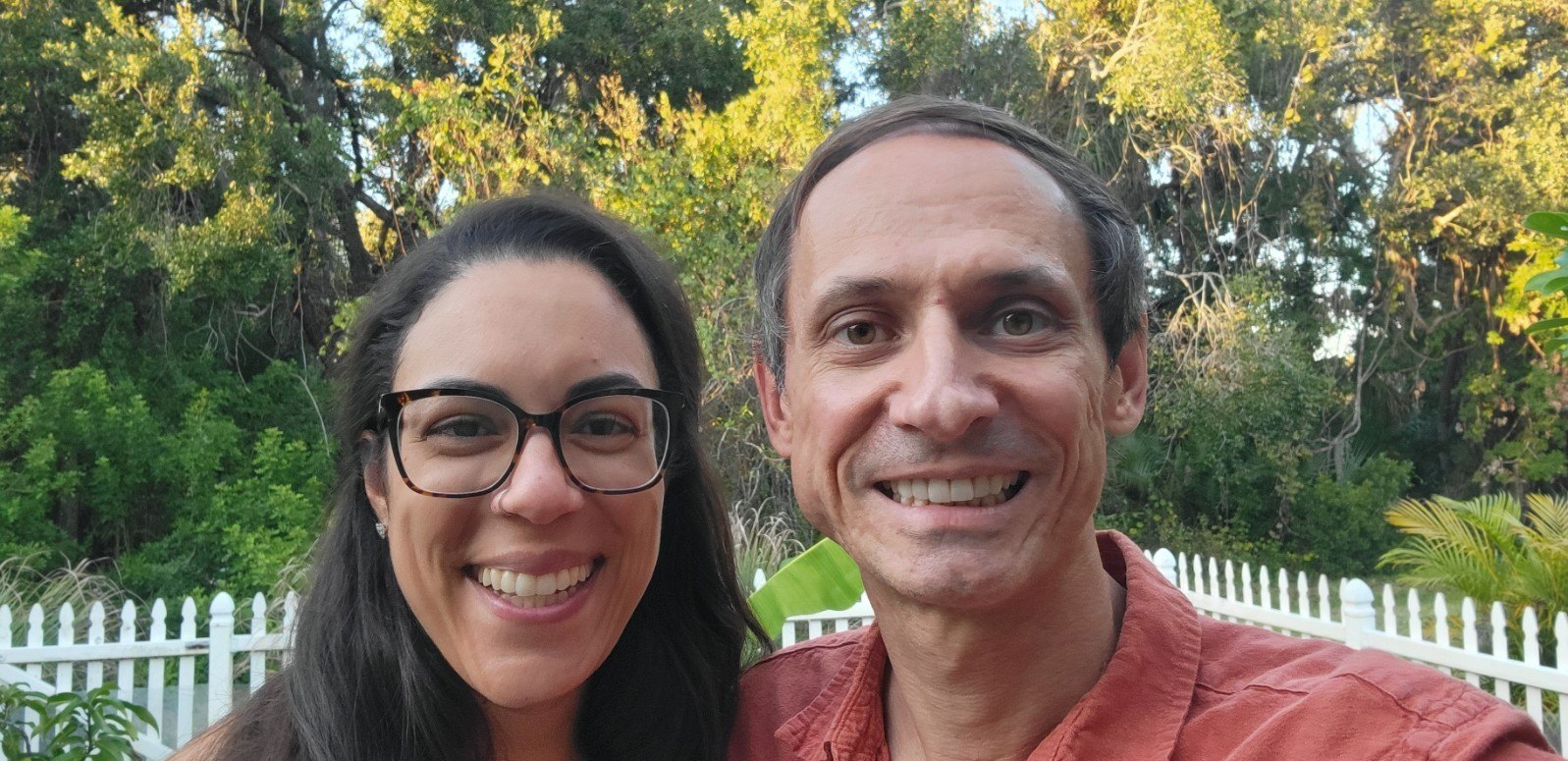 Rob and Josie Lederhilger together in their backyard
